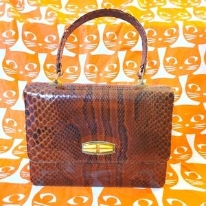 Vintage Faux Snakeskin leather satchel. Fantastic shape!